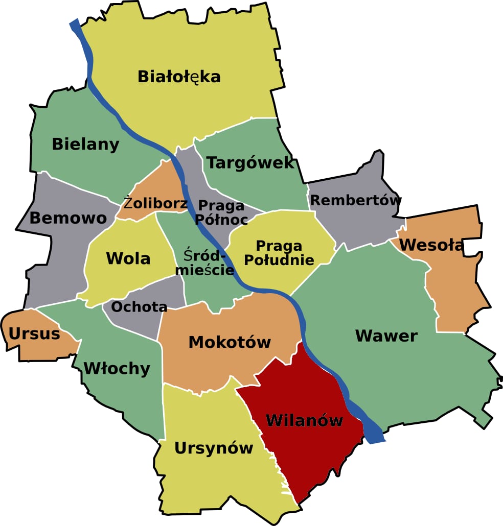 Карта районов Варшавы